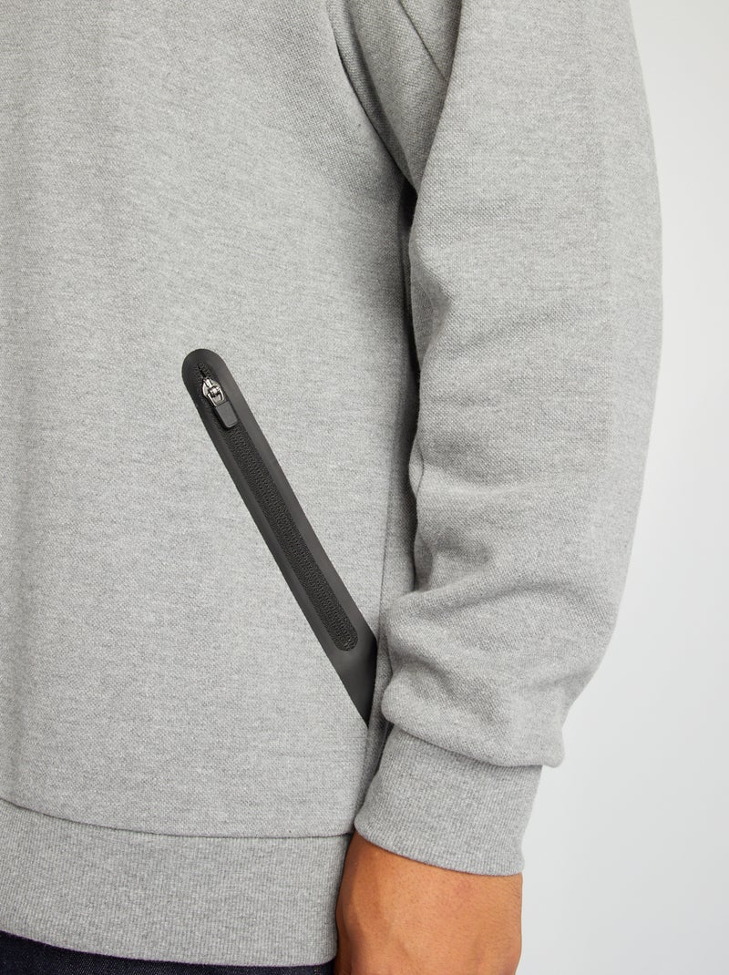 Sudadera lisa con bolsillos de cremallera GRIS - Kiabi