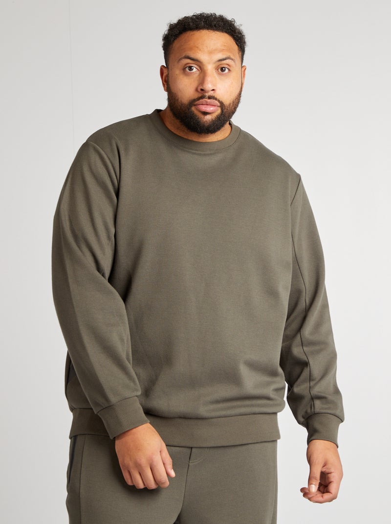 Sudadera lisa con bolsillos de cremallera KAKI - Kiabi