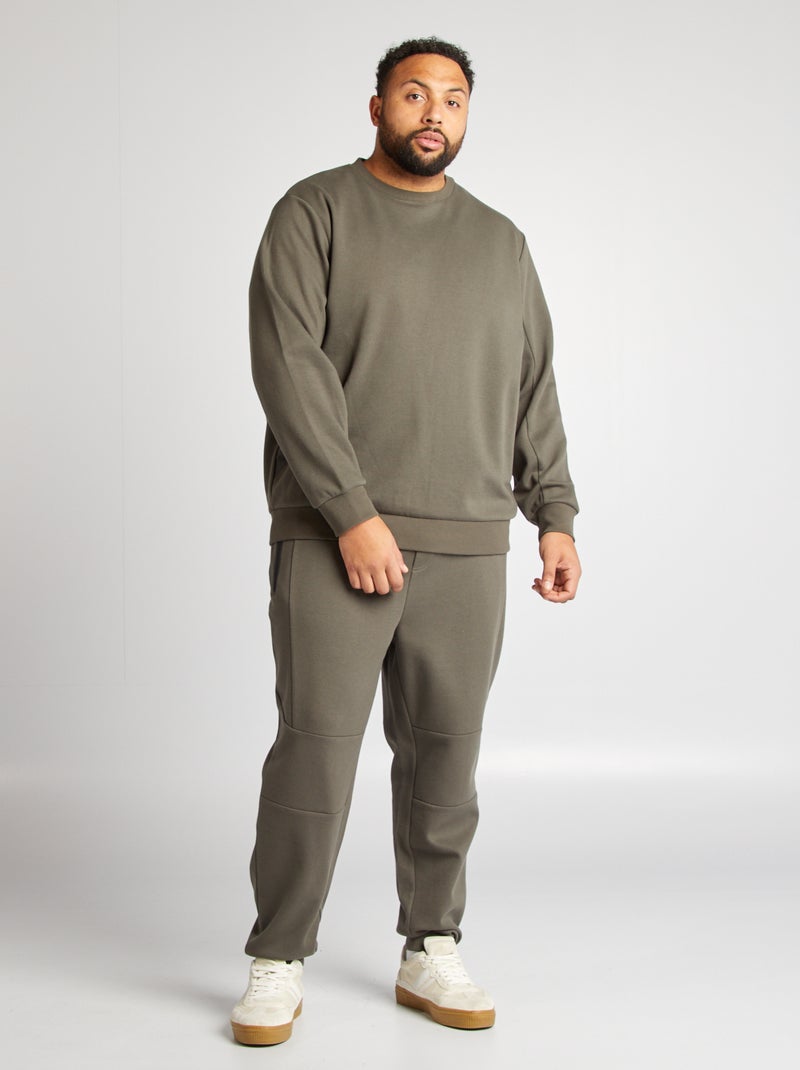 Sudadera lisa con bolsillos de cremallera KAKI - Kiabi