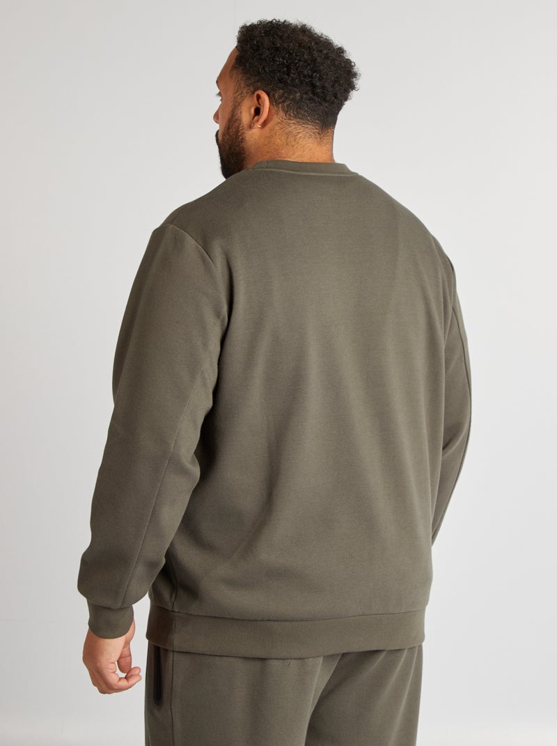 Sudadera lisa con bolsillos de cremallera KAKI - Kiabi