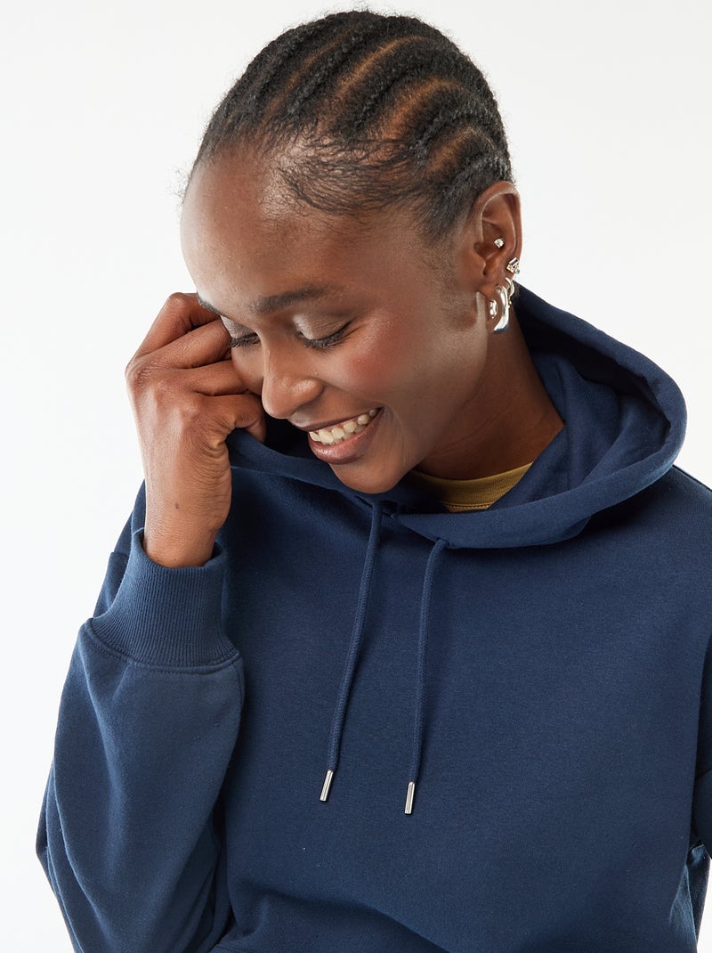 Sudadera lisa con capucha Azul - Kiabi