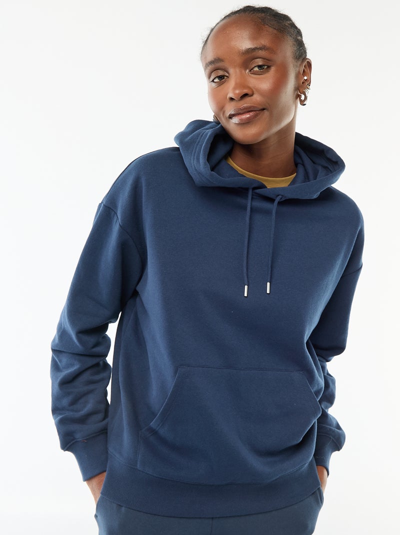 Sudadera lisa con capucha Azul - Kiabi