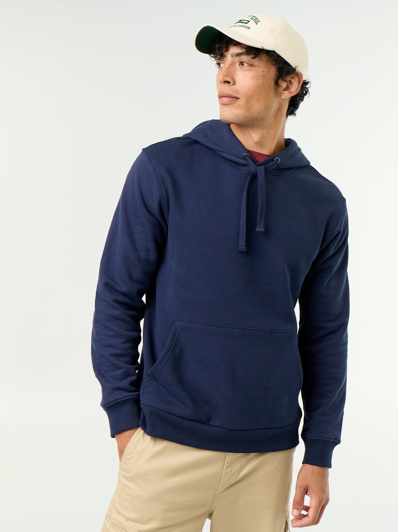 Sudadera lisa con capucha Azul marino - Kiabi