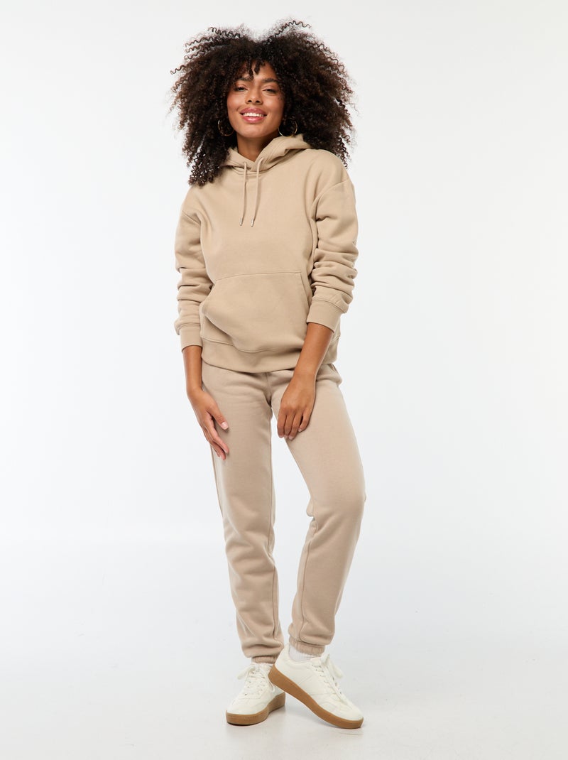 Sudadera lisa con capucha beige - Kiabi