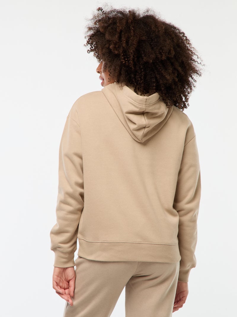Sudadera lisa con capucha beige - Kiabi