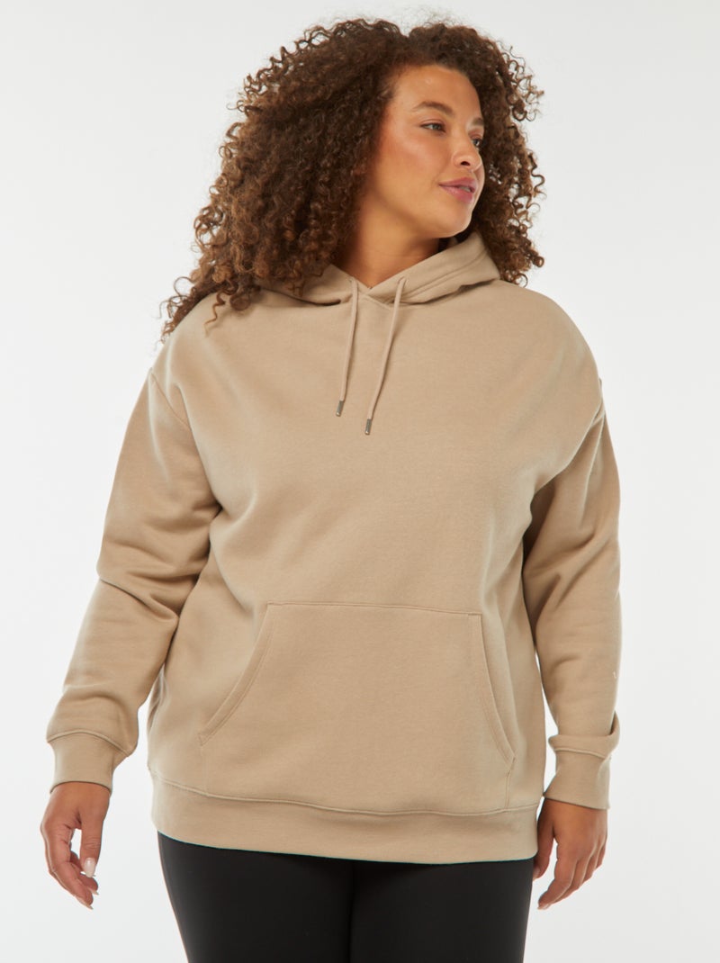 Sudadera lisa con capucha beige - Kiabi
