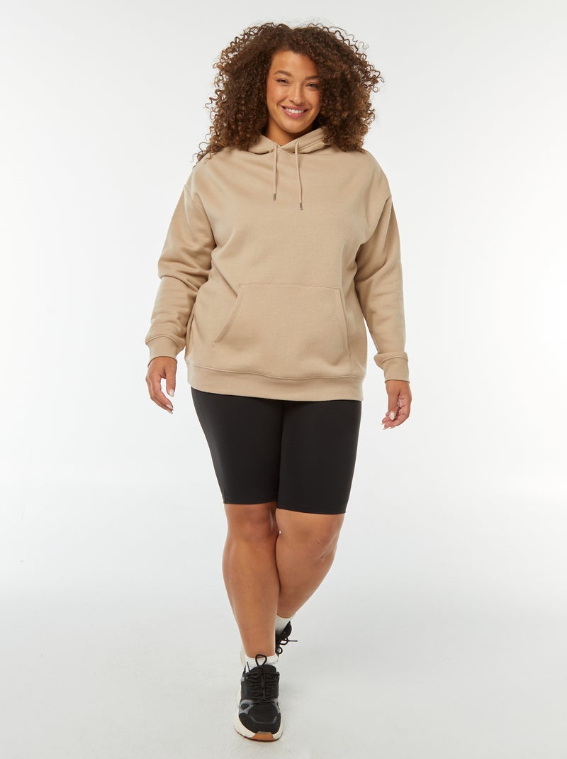 Sudadera lisa con capucha beige - Kiabi