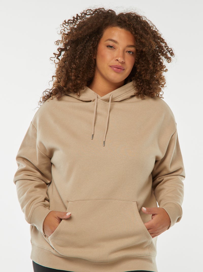 Sudadera lisa con capucha beige - Kiabi