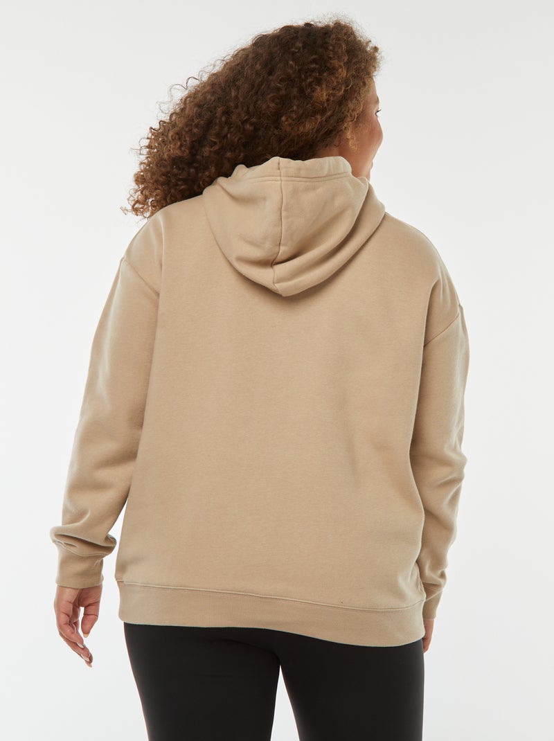 Sudadera lisa con capucha beige - Kiabi