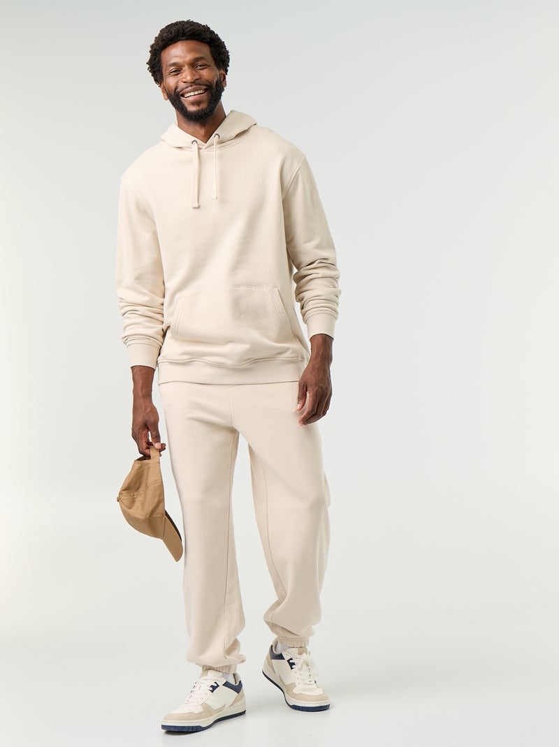 Sudadera lisa con capucha Beige - Kiabi