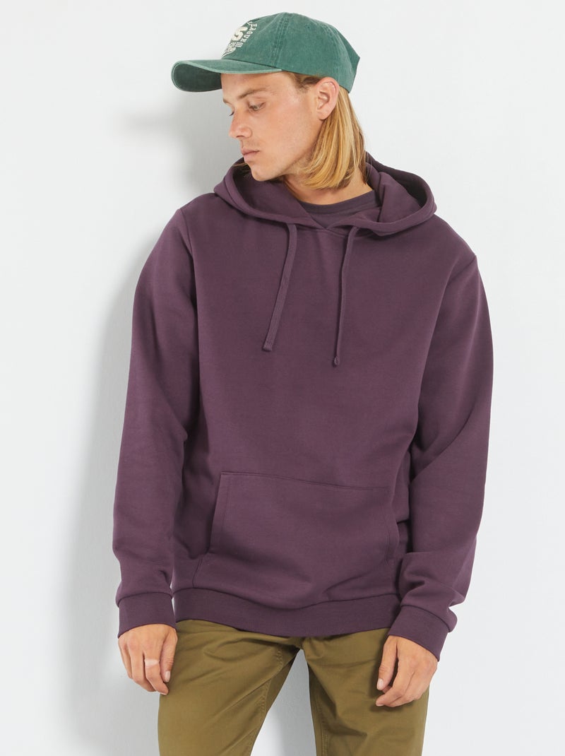 Sudadera lisa con capucha ciruela oscuro - Kiabi