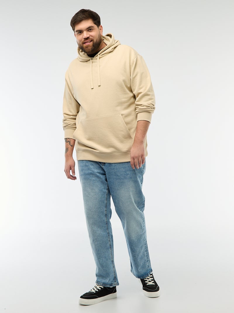 Sudadera lisa con capucha en felpa Beige - Kiabi