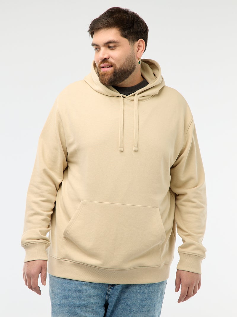 Sudadera lisa con capucha en felpa Beige - Kiabi