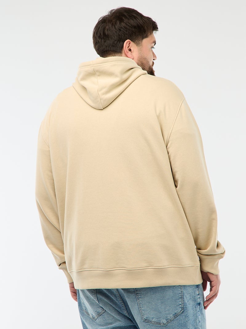 Sudadera lisa con capucha en felpa Beige - Kiabi