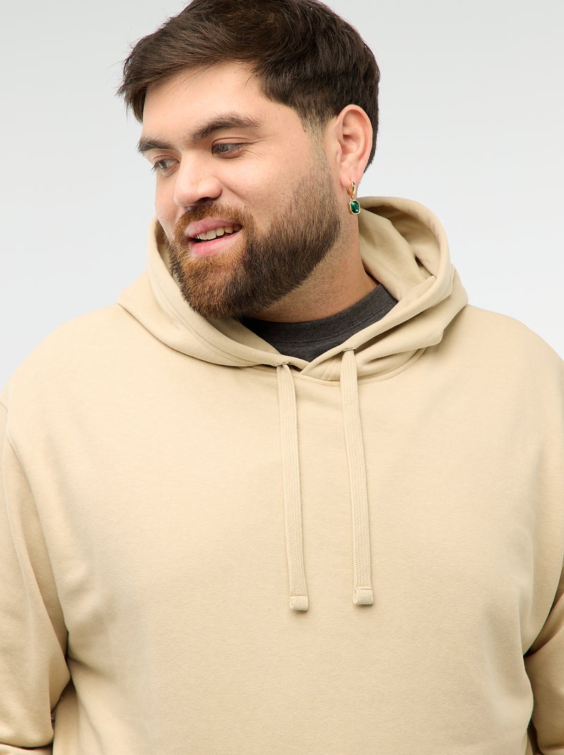 Sudadera lisa con capucha en felpa Beige - Kiabi