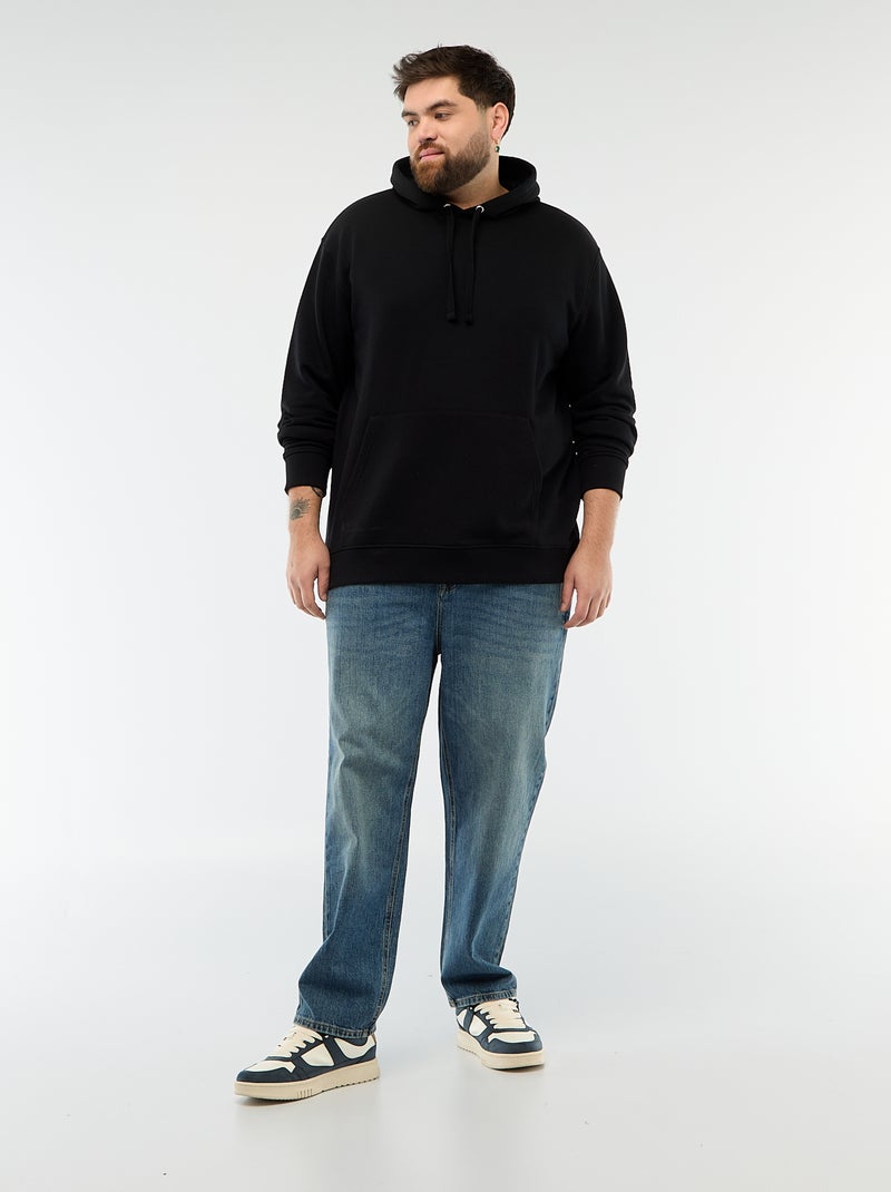 Sudadera lisa con capucha en felpa Negro - Kiabi