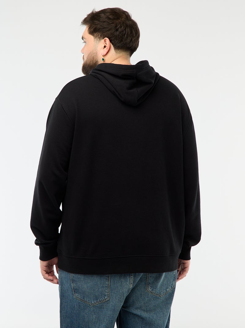 Sudadera lisa con capucha en felpa Negro - Kiabi
