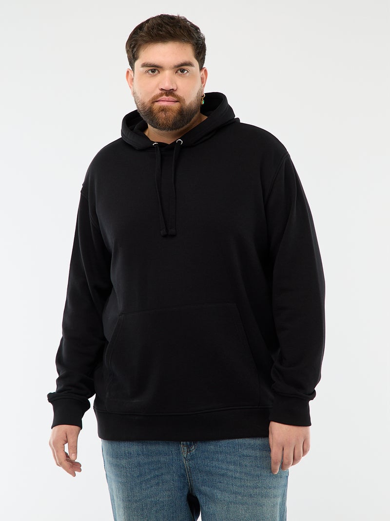 Sudadera lisa con capucha en felpa Negro - Kiabi