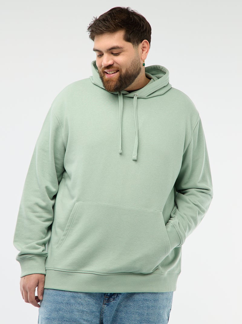 Sudadera lisa con capucha en felpa Verde - Kiabi