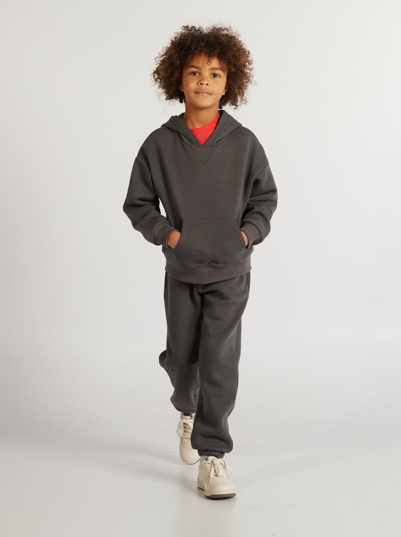 Sudadera lisa con capucha gris - Kiabi