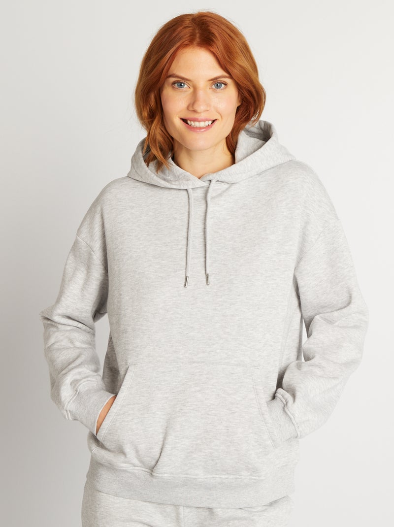 Sudadera lisa con capucha GRIS - Kiabi