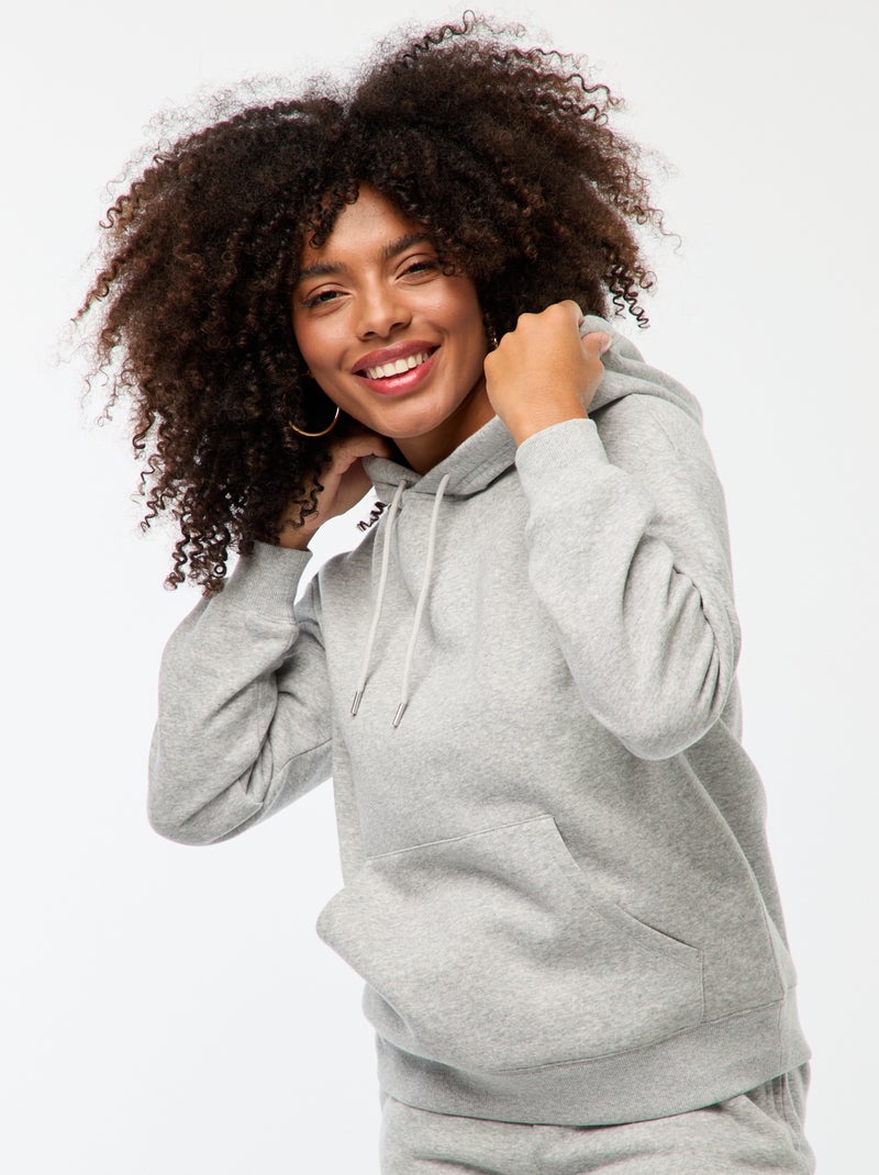 Sudadera lisa con capucha Gris - Kiabi