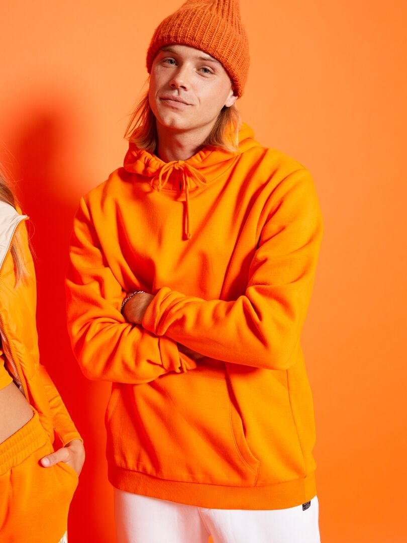 Sudadera lisa con capucha naranja - Kiabi
