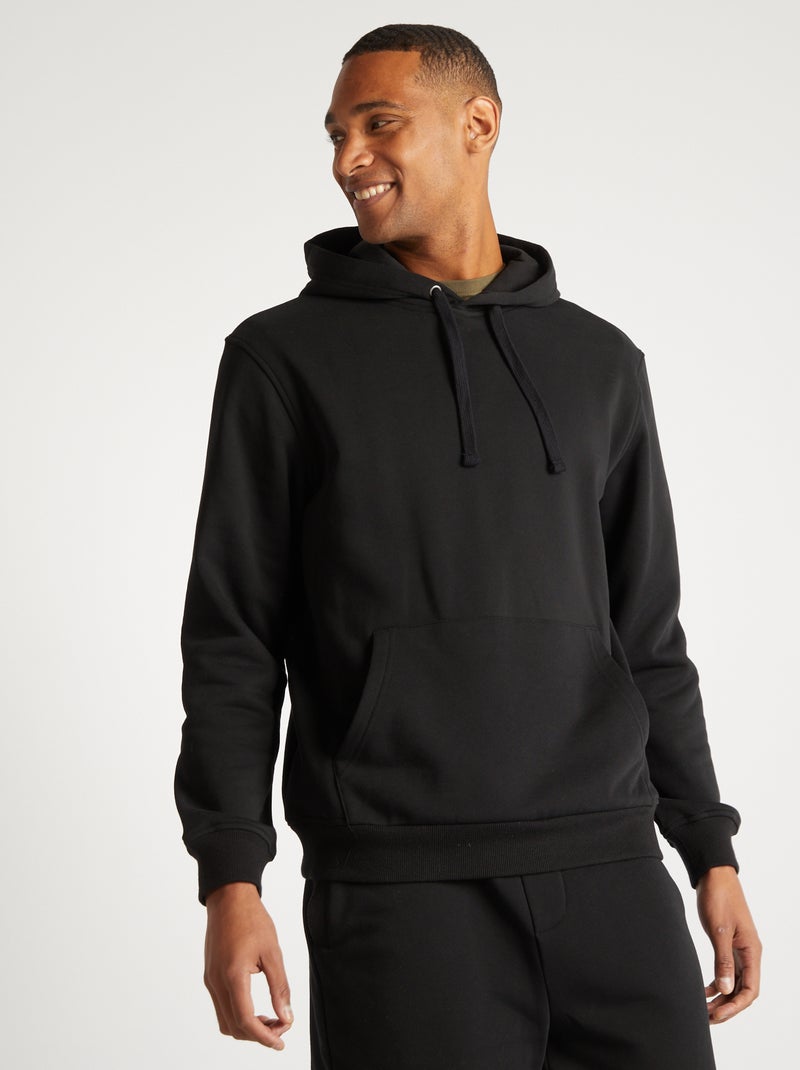 Sudadera lisa con capucha negro - Kiabi