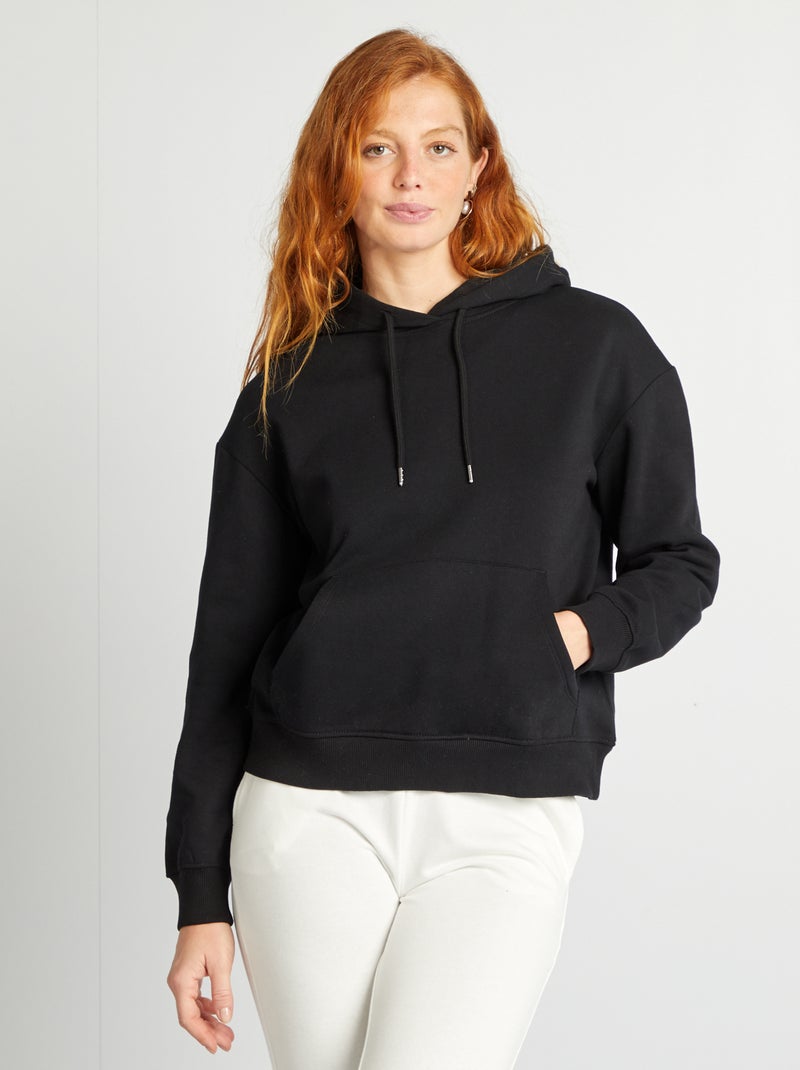 Sudadera lisa con capucha negro - Kiabi