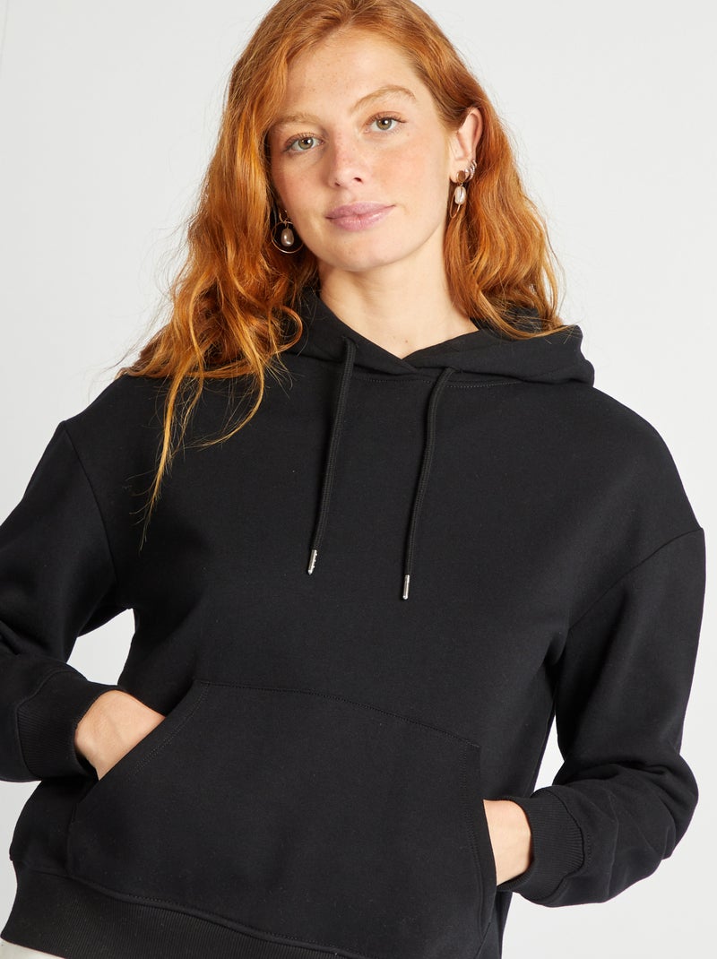 Sudadera lisa con capucha negro - Kiabi