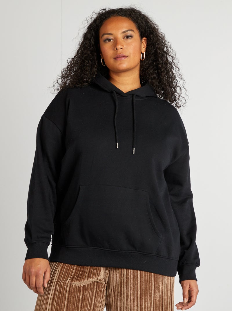 Sudadera lisa con capucha negro - Kiabi
