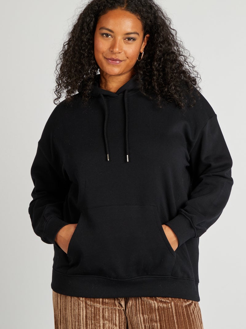 Sudadera lisa con capucha negro - Kiabi