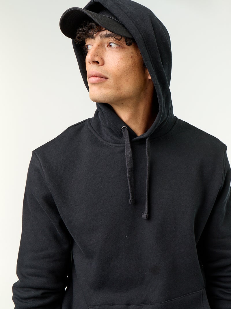Sudadera lisa con capucha Negro - Kiabi