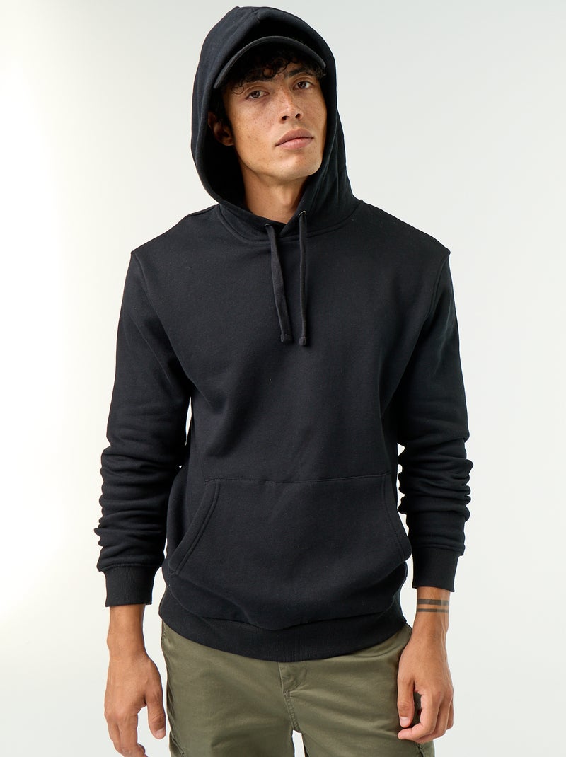 Sudadera lisa con capucha Negro - Kiabi