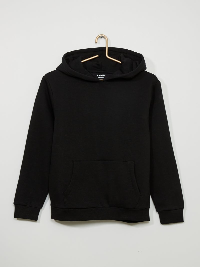 Sudadera lisa con capucha Negro - Kiabi