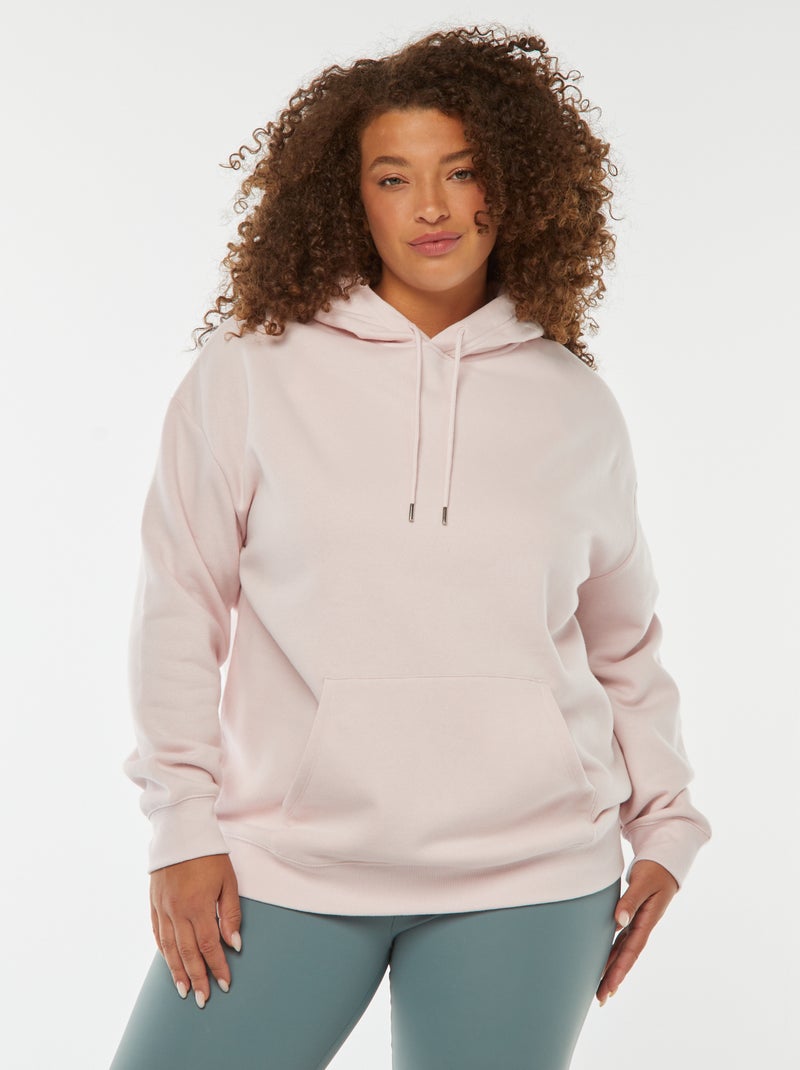 Sudadera lisa con capucha Rosa - Kiabi