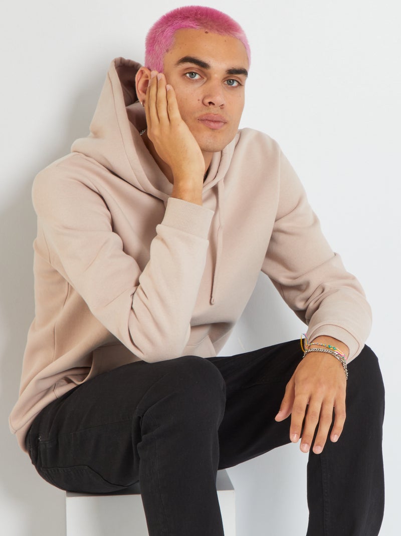 Sudadera lisa con capucha Rosa - Kiabi