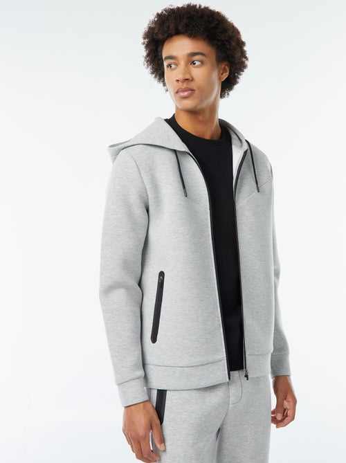 Sudadera lisa con capucha tejido tipo neopreno - Kiabi