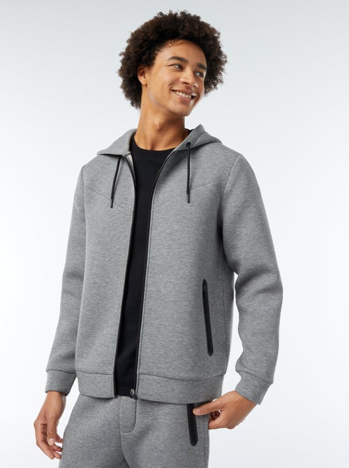 Sudadera lisa con capucha tejido tipo neopreno - Kiabi