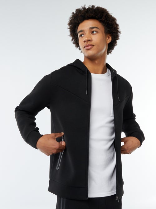 Sudadera lisa con capucha tejido tipo neopreno - Kiabi