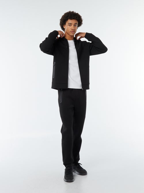 Sudadera lisa con capucha tejido tipo neopreno - Kiabi