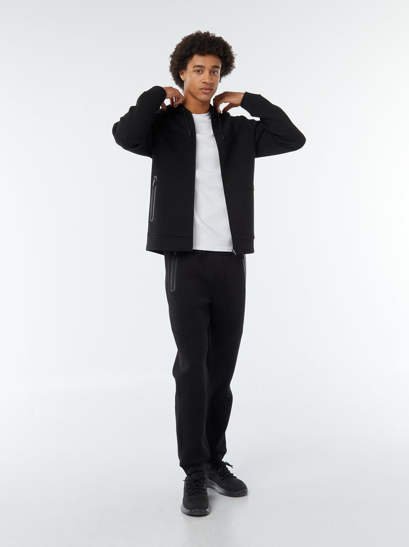 Sudadera lisa con capucha tejido tipo neopreno negro - Kiabi