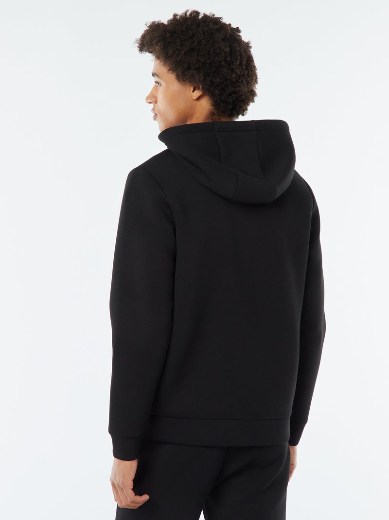 Sudadera lisa con capucha tejido tipo neopreno negro - Kiabi