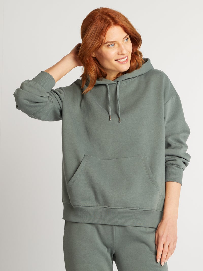 Sudadera lisa con capucha VERDE - Kiabi