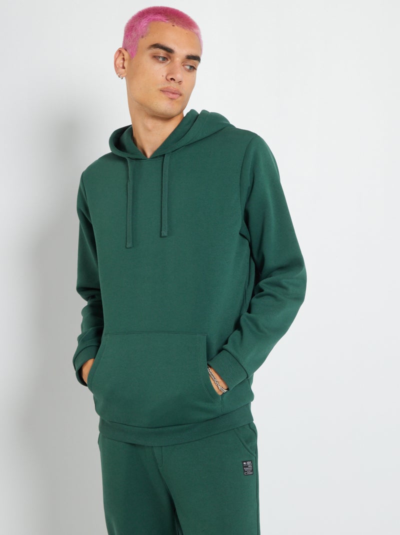 Sudadera lisa con capucha verde gris - Kiabi