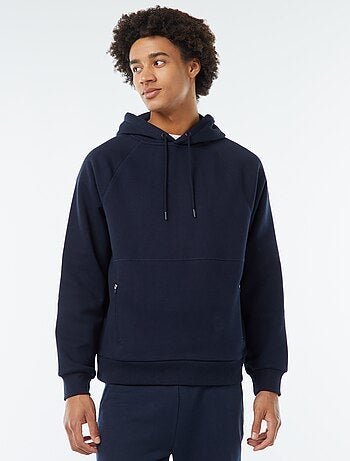 Sudadera lisa con capucha y bolsillos con cremallera