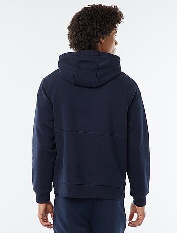 Sudadera lisa con capucha y bolsillos con cremallera