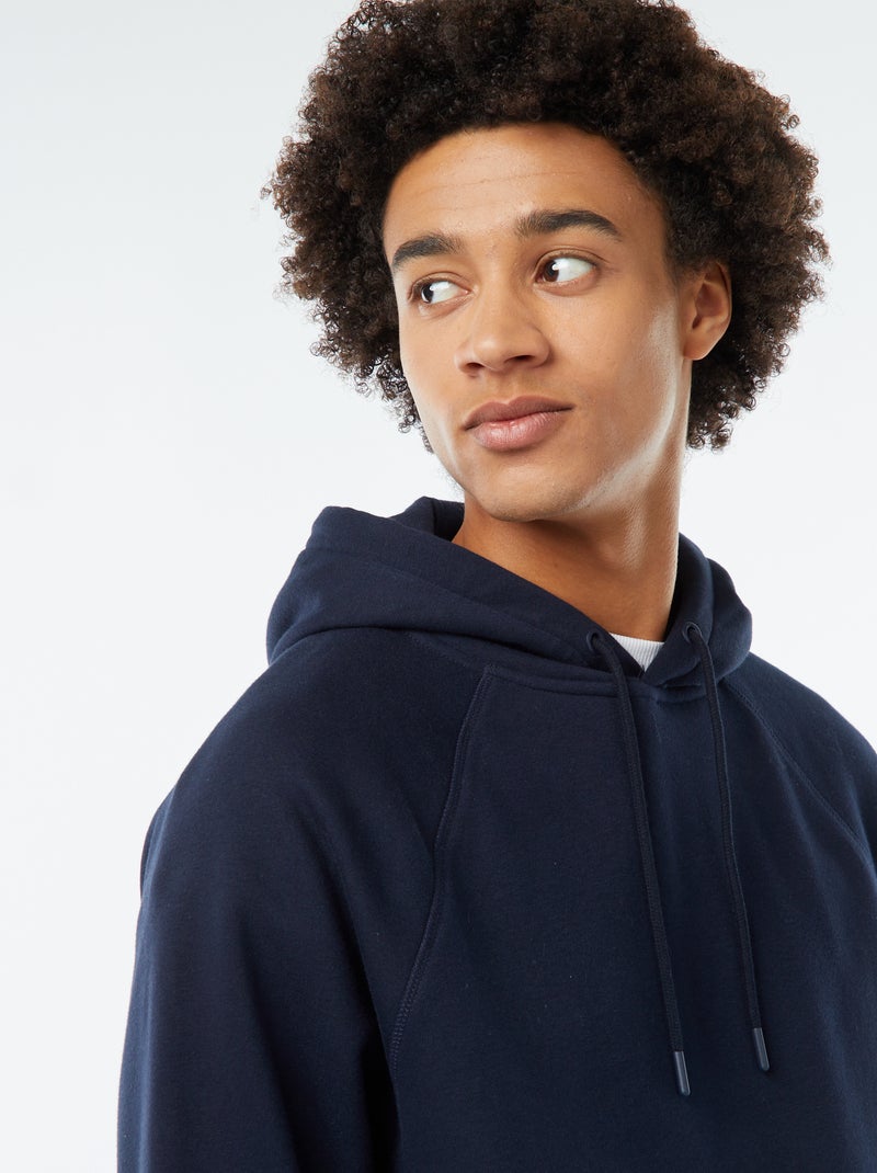 Sudadera lisa con capucha y bolsillos con cremallera azul - Kiabi