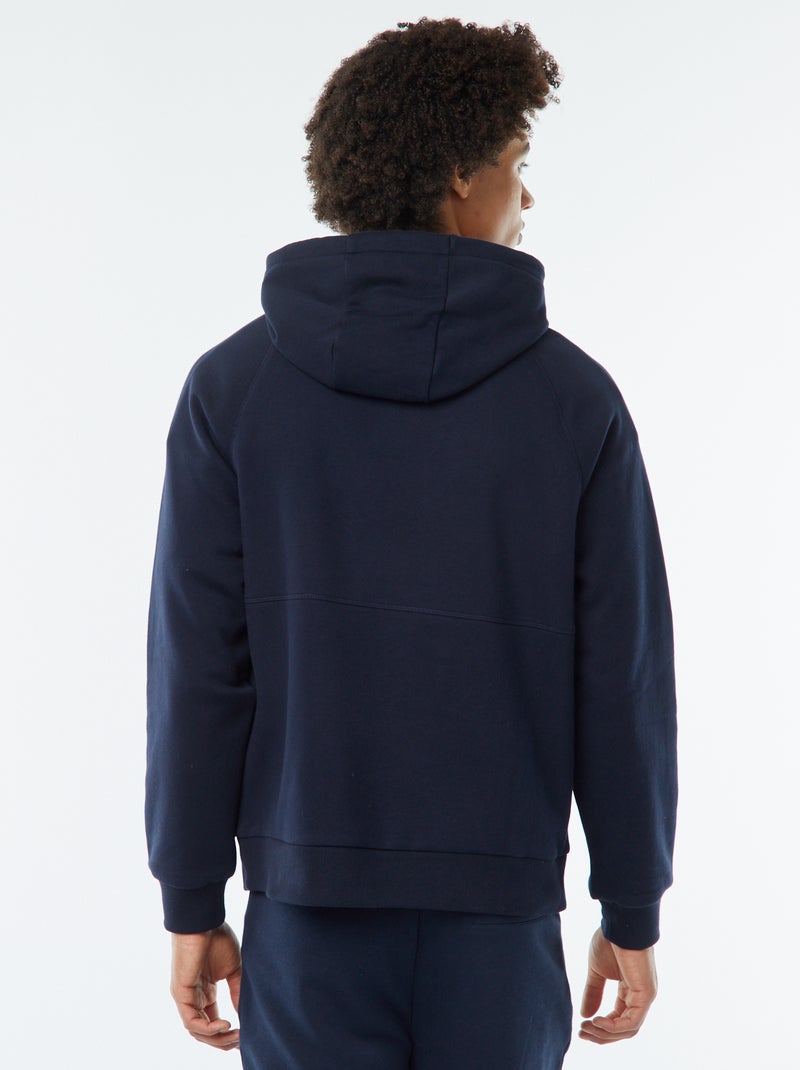 Sudadera lisa con capucha y bolsillos con cremallera azul - Kiabi