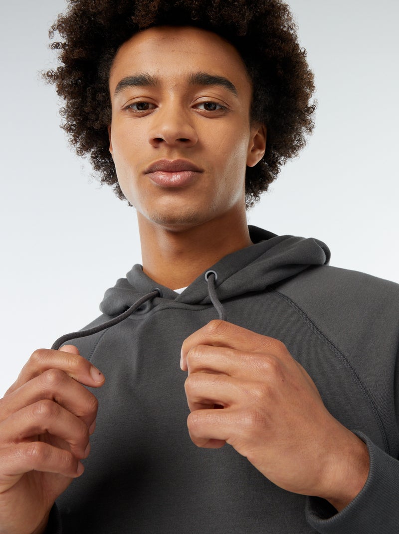 Sudadera lisa con capucha y bolsillos con cremallera gris - Kiabi